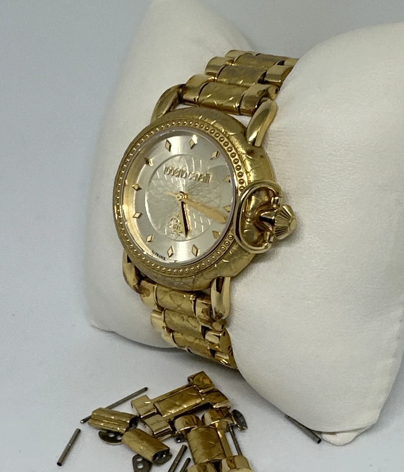 Reloj de cuarzo Roberto Cavalli 1L017 para mujer dorado acero inoxidable esfera analógica HME161 Foto 3 de 4