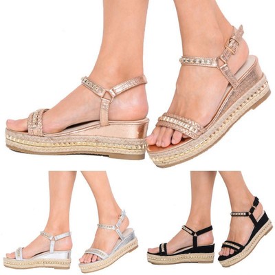 beige studded flatform espadrille wedges