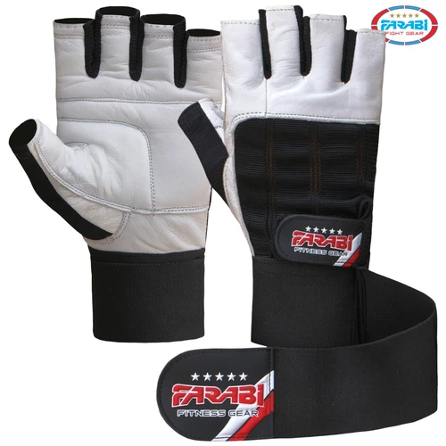 FARABI Leather Gym Weight Lifting Gloves Training Straps Body Building Workouts