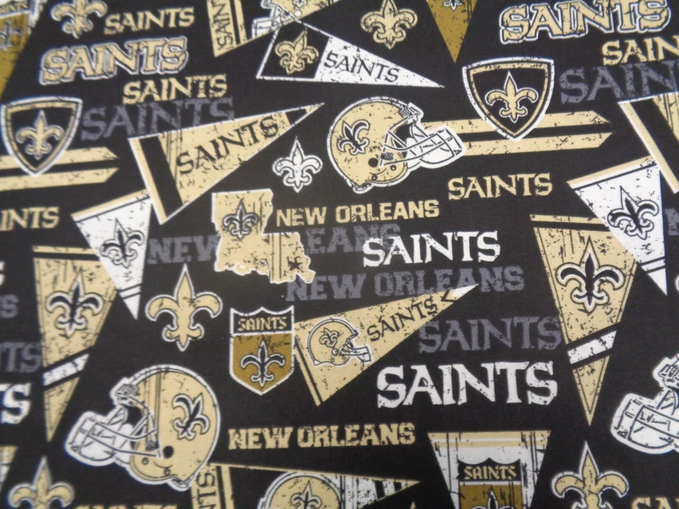 NEW ORLEANS SAINTS NFL NEW MULTI DESIGN 100% COTTON 1 YARD PIECE NEW 36" X 44" - Image 3 of 4