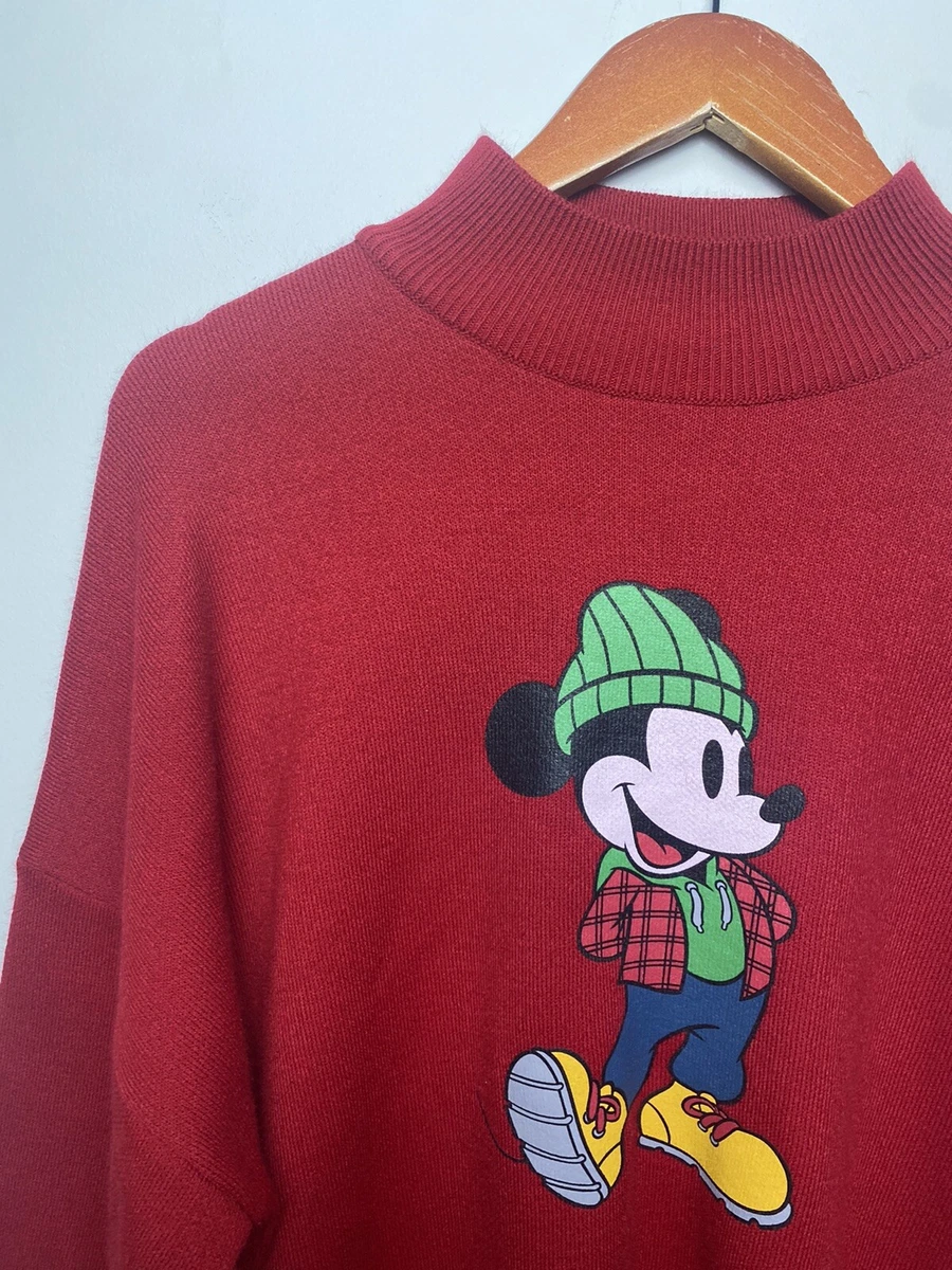 LCW Modest Womens Knit Hiking Mickey Mouse Mock Neck Tunic Sweater