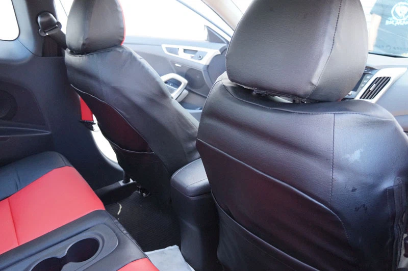 FOR HYUNDAI GENESIS COUPE 2010-2016 IGGEE S.LEATHER CUSTOM 2 FRONT SEAT COVERS - Image 3 of 4