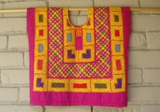 Blusa Tehuana Mexicana Vintage Estilo Frida Kahlo Bordada Oaxaca México Pequeña