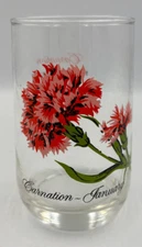 Brockway Flower of the Month 12 oz Beverage Glass – Carnation - January