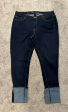 Lane Bryant Skinny Jeans Women's 18 Blue Denim Cotton Stretch Cuffed Low-Rise