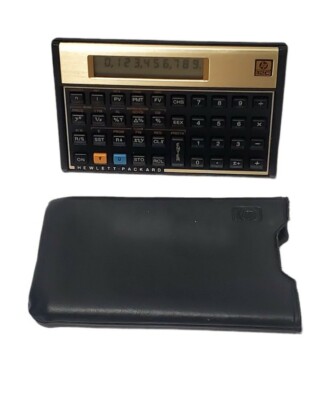 Hewlett Packard HP12C Financial Calculator with Gold Trim Includes Black Sleeve 