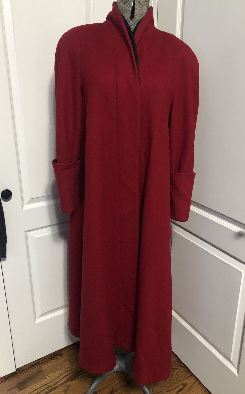 Vintage Red Wool Statement Coat iLie Wacs High Collar… - Gem