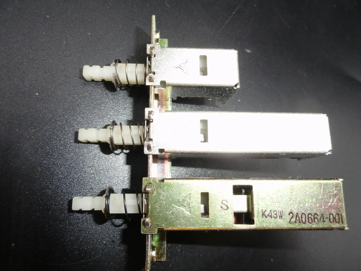 NOS 3 Gang Radio Selector style Switch, 3 push button array (Lot