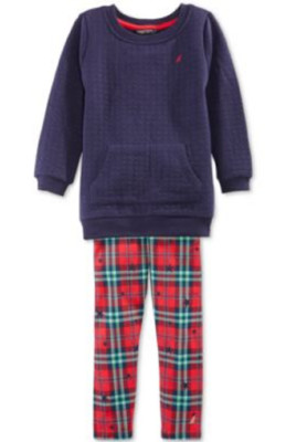 Nautica Little Girls 2-Piece Sweater & Leggings Set, Navy, Size 2R, MSRP $49.5.