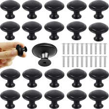 20 Packs Stainless Steel Kitchen Cabinet Knobs Round Drawer Pulls Matte Black