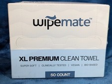 Wipemate Ultra Soft XL Premium Clean Face Towel, 50 Ct. Vegan, Bio- Based
