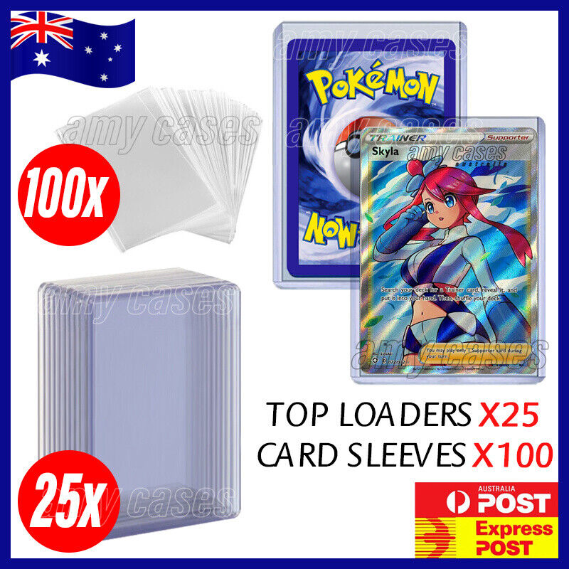 25x Toploader 35PT + 100x Penny Sleeves Top Loader Card Protector Ultra  Pokemon