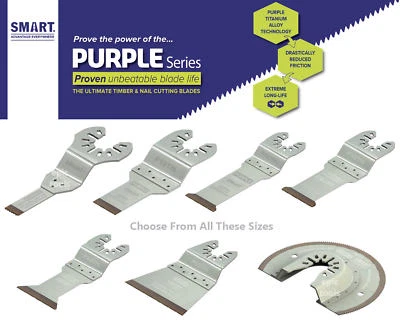 SMART PURPLE Series Titanium Bi-Metal/Wood/Nail/PVC Multi Tool Blade Choose Size