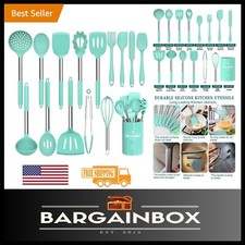 Dishwasher Safe 15pc Silicone Kitchen Utensil Set - Heat Resistant Green Design