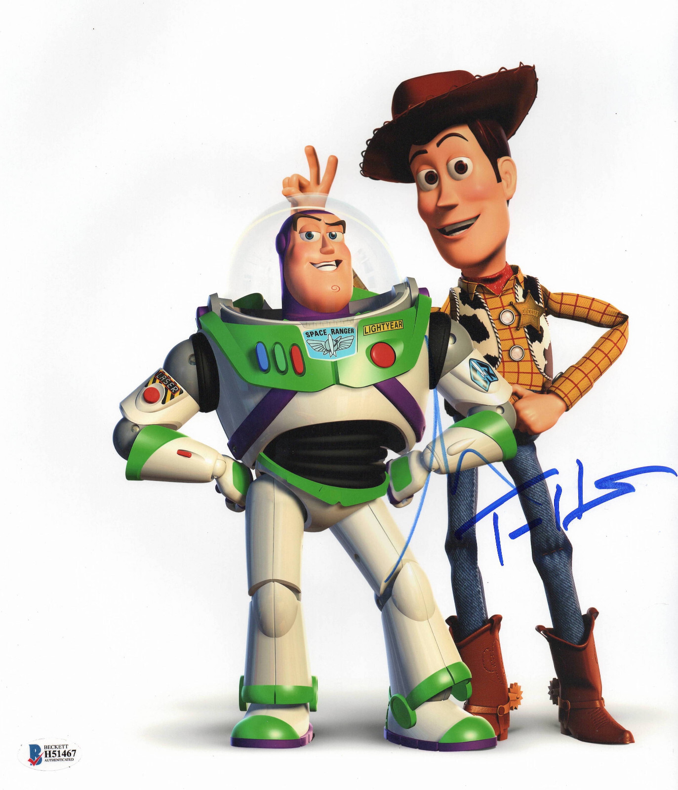 TIM ALLEN AND TOM HANKS Autographed Signed TIM ALLEN TOM HANKS TOY STORY 11X14 PHOTO BAS BECKETT COA 