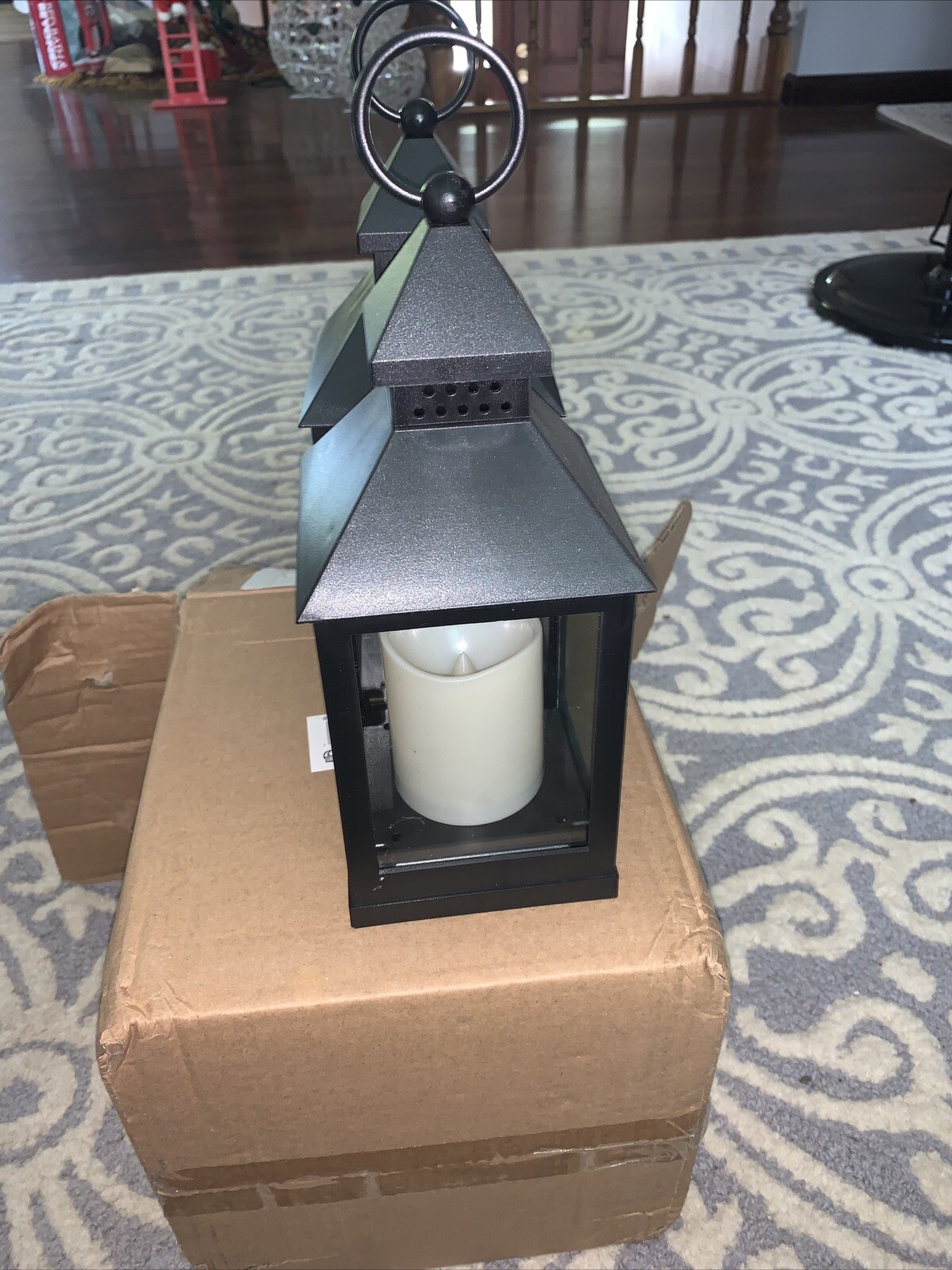 Candle Holder Lanterns Black With Battery Candles