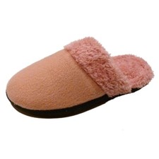 Isotoner Womens Pink Rose Clog Slippers Cozy Faux Fur Medium 7.5-8 