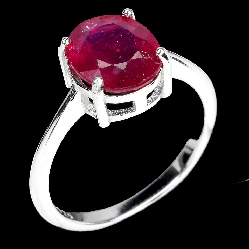 925 Sterling Silver Ring Oval Ruby 10x8mm Gemstone Jewelry - Image 2 of 4