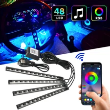 RGB LED Footwell Light Strip Car Interior Under Dash Atmosphere Lights USB APP