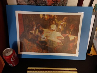 Original Lithograph 1972 Shannon Stirnweis Holiday Dinner 1906 Classic Americana