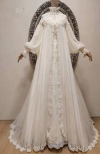 Vintage Mid Century Wedding Dresses Victorian High Neck Long Sleeve Bridal Gowns