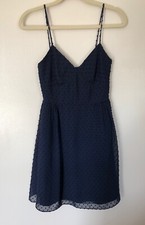 Womens J.Crew Navy Dark Blue Sleeveless Cameron Dress in Swiss Dot - Size 00