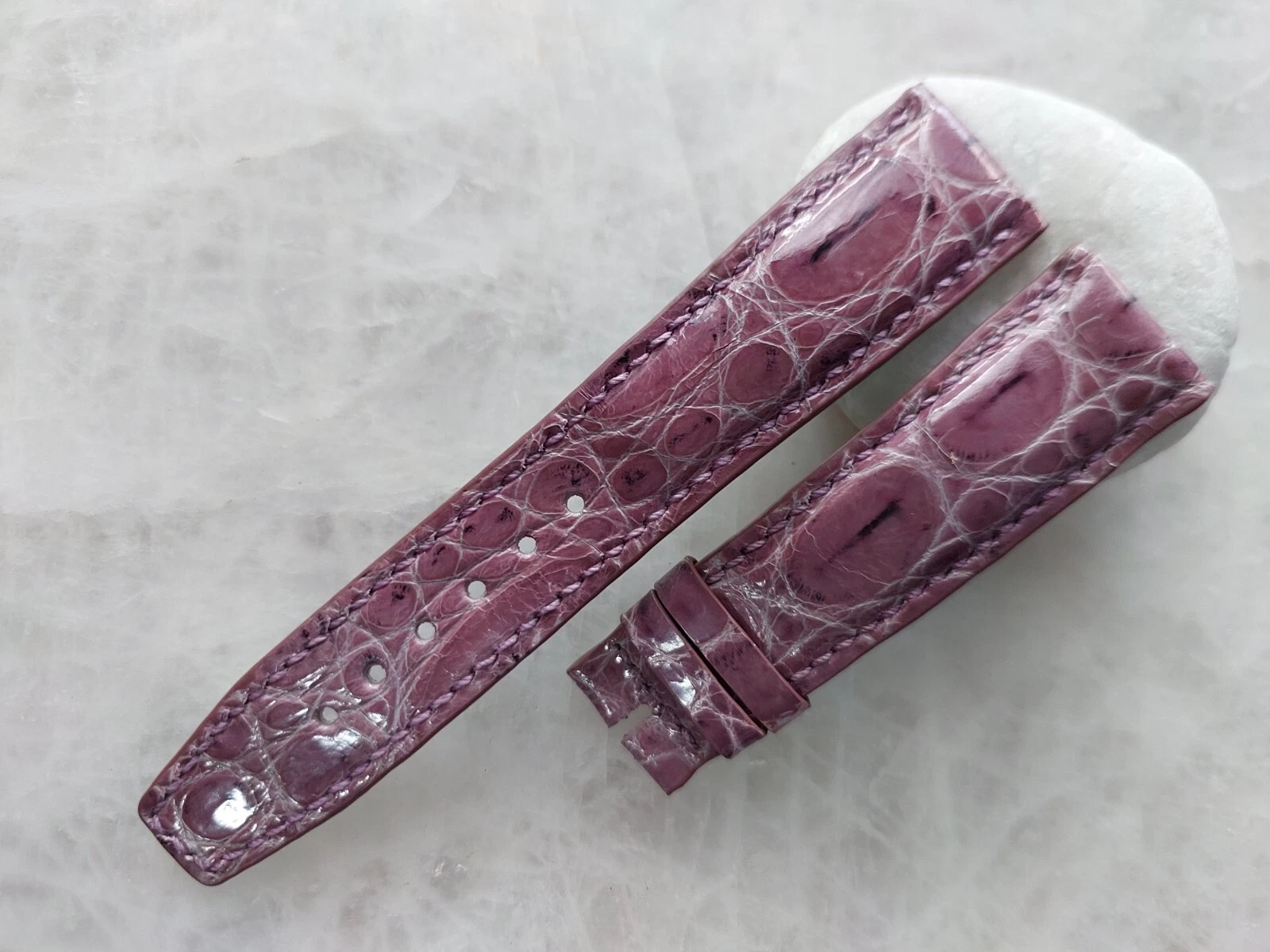 21mm/18mm Purple Alligator Crocodile Print Leather Watch Strap Band