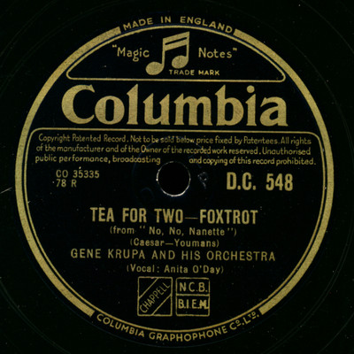 GENE KRUPA ORCH. & ANITA O'DAY -VOCAL- Tea for Two / Lover Schellackplatte X3183