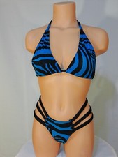 Exotic dancer stripper medium multicolor two piece bikini dance outfit-dancewear