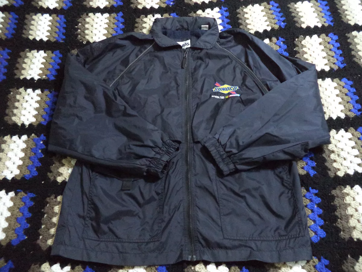 RARE CINTAS MENS L SUNOCO OFFICIAL FUEL OF NASCAR HOODED WINDBREAKER JACKET COAT