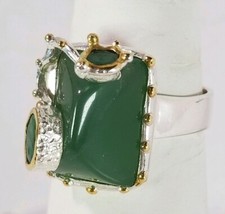 Ladies handmade 12ct Natural Chrysoprase 925 Sterling Silver Ring Size 8