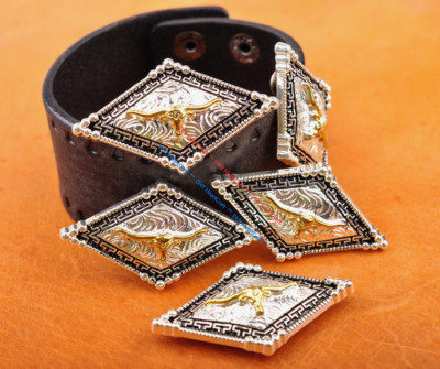 6X 65*24mm Gold Cowboy Western Horse Leathercraft Bridle Saddles Belt Conchos Ba