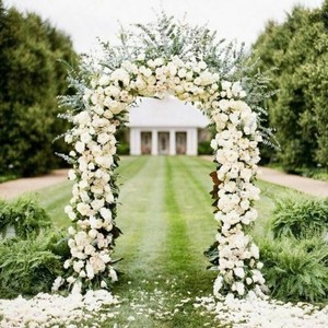 Metal Wedding Arch Way Garden Ceremony Decoration Tulle Balloons