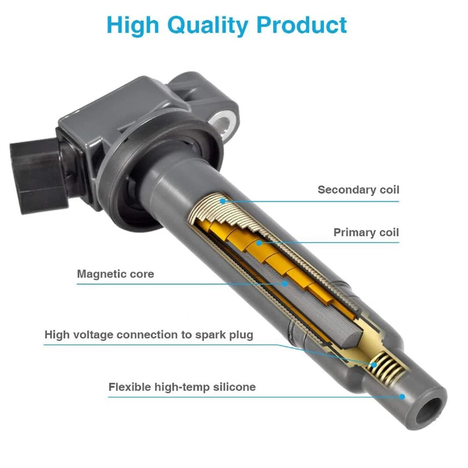 4PCS Ignition Coil + 4PCS Spark Plug Kit for 2001-2008 Toyota Highlander RAV4 L4 - Image 4 of 4