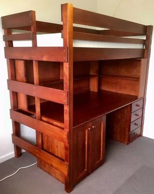 Cabin Bunk Bed With Mattress Desk Cupboard Drawers And