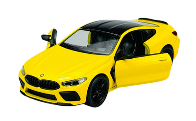 KINSMART BMW M8 COMPETITION COUPE GELB 1:38 DIE CAST METAL MODEL NO BOX