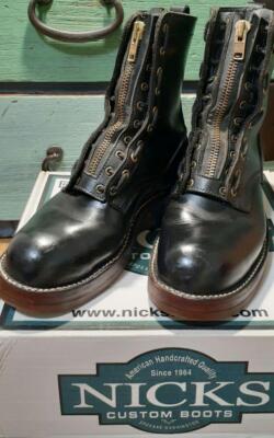 NICKS Boots Leather Black Zipper Fireman Boots Size 10