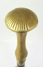 Antique Wooden Walking Stick Cane Handmade Vintage Solid Brass Royal Head Handle