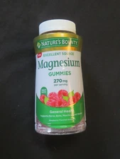 Nature's Bounty Magnesium Gummies 270 mg General Health 90 Raspberry Gummies
