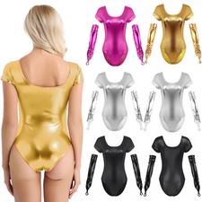 Womens Leotard Dancing Bodysuit Shiny Ballet Suit Ballettbody Tracksuit Glitter