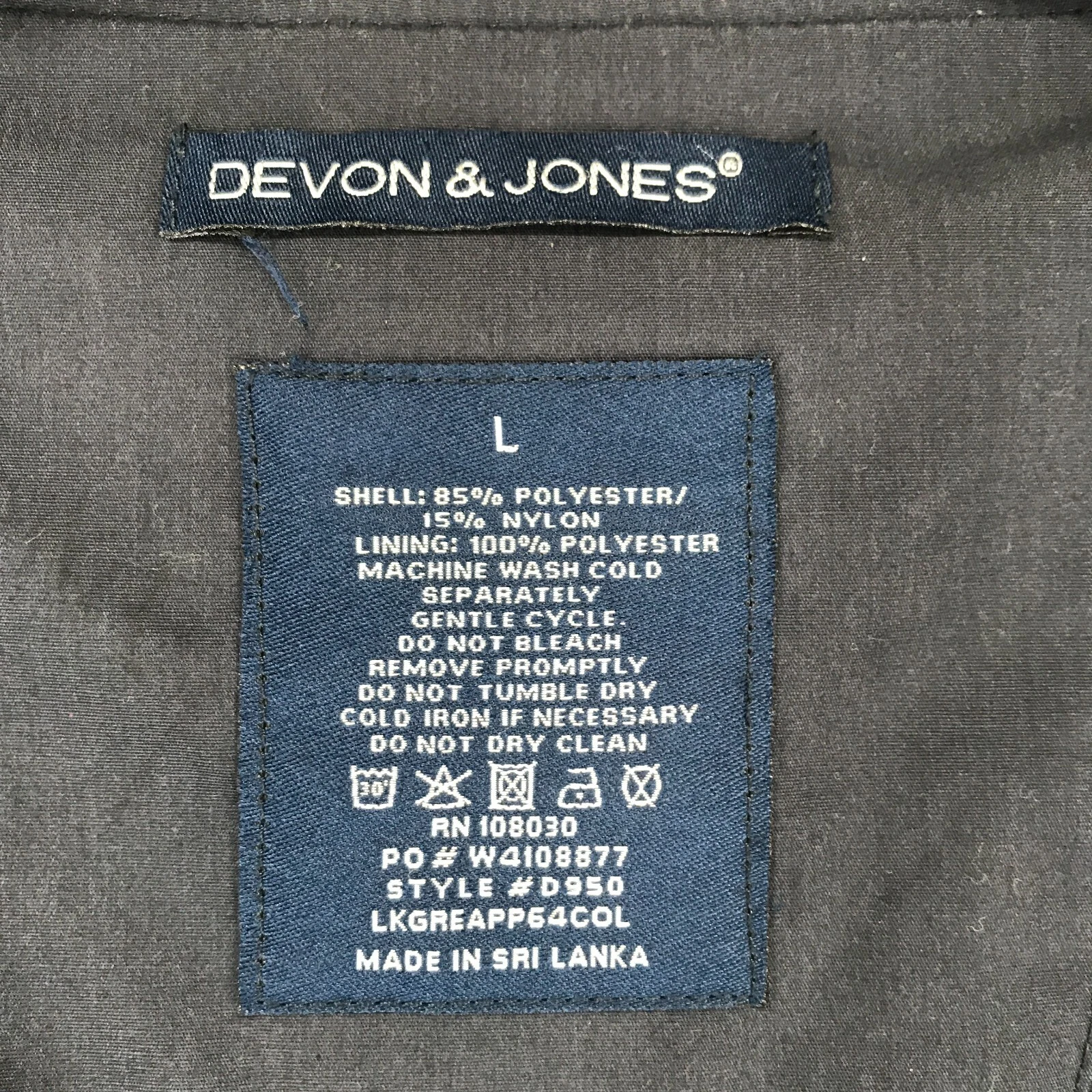 Devon & Jones Windbreaker Jacket Size L Mock Neck Pockets Full Zip Blue - product detail image 13