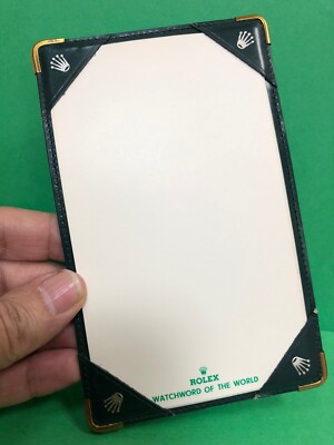Authentischer ROLEX grüner Leder-Notizblock mit Logo-Papier R
