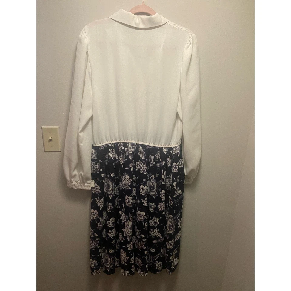 Vintage Leslie Fay Collections Floral Contrast Dress - Size 14 - Image 2 of 3