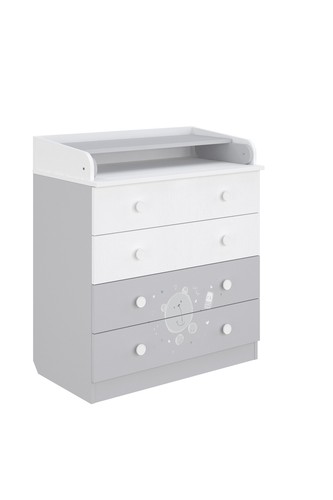 Shefa Changing Table 800 , Teddy, white-grey Baby Changing Unit with Drawers - Picture 3 of 5
