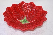 MAXCERA POINSETTIA SHAPED LARGE PASTA/SOUP BOWLS - RED - S/2