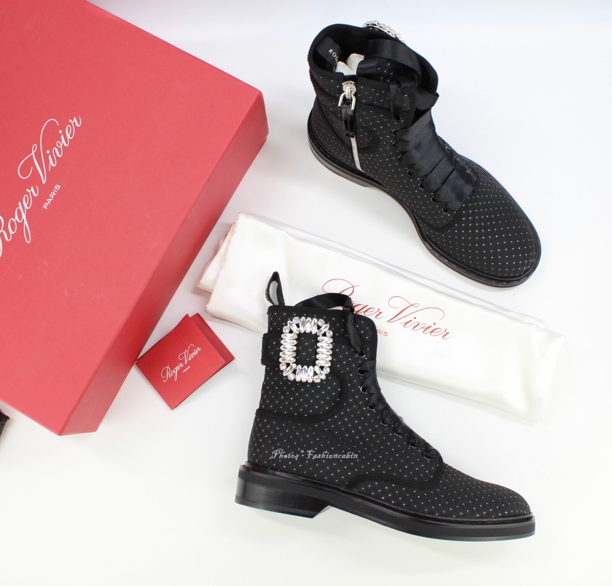 本日限定値下げ！新品未使用！Roger vivier クリスタルブーツ NEW Roger Vivier Viv Rangers Strass Bootie w Crystal Buckle, MSRP