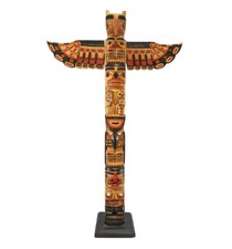 Grand Totem Indien 120cm en Bois Massif - Aigle et