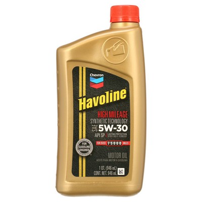 Chevron Havoline High Mileage 5W-30 Synthetic Blend Motor Oil 1 Qt