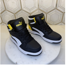 PUMA Rebound LayUp SL JR Mid Top Lace-Up Sneakers Black/White/Yellow