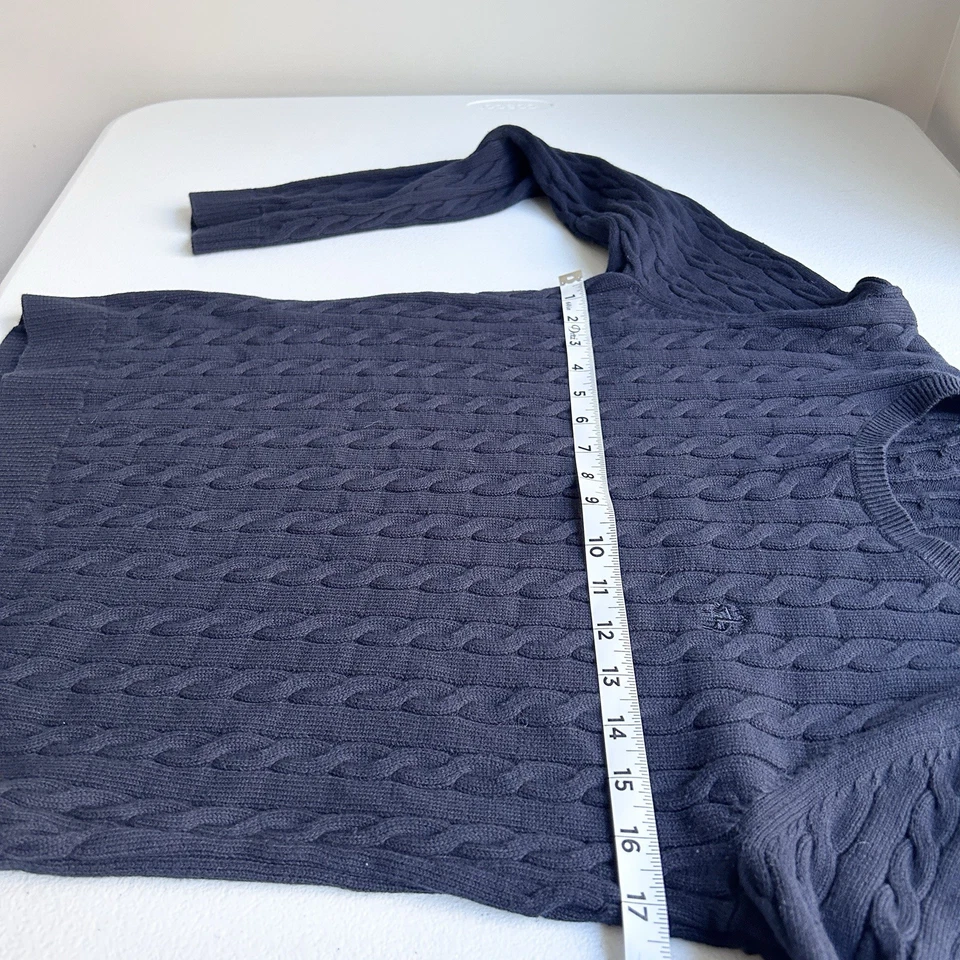 Suéter Brooks Brothers Mujer Old Money Tejido con Cable Talla L Preppy Academia Azul Marino Foto 4 de 4